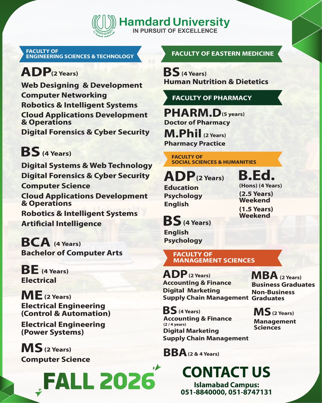 Admission Open Fall 2026 ISB